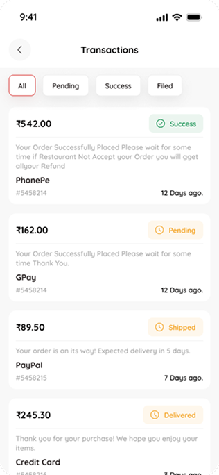 Transactions — Eater screen