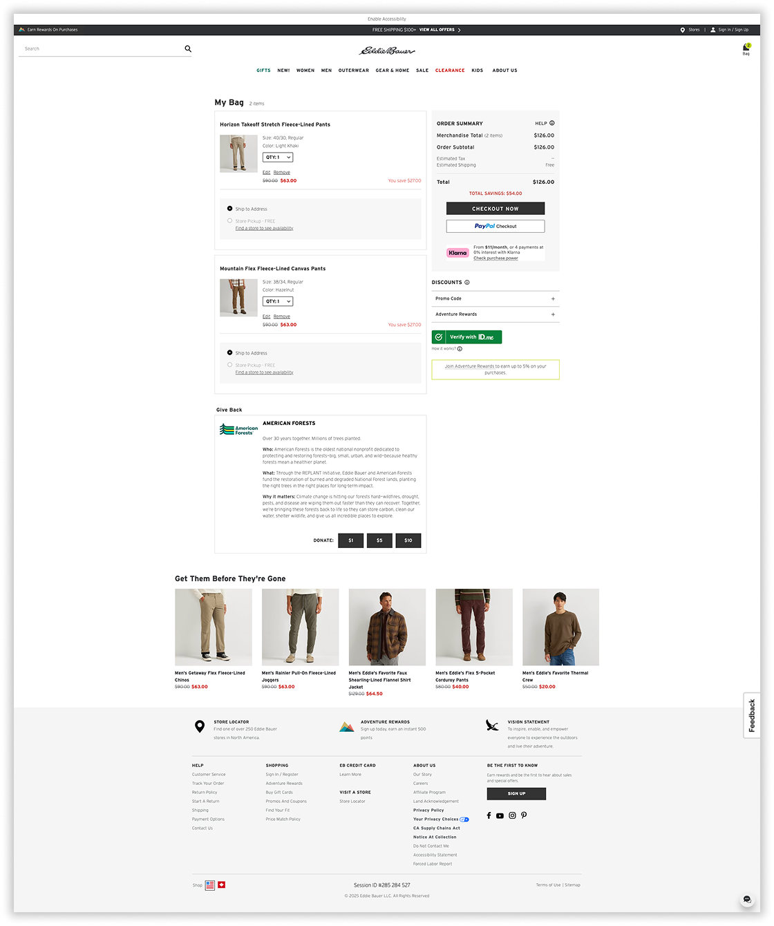 Shopping bag — Eddie Bauer screen