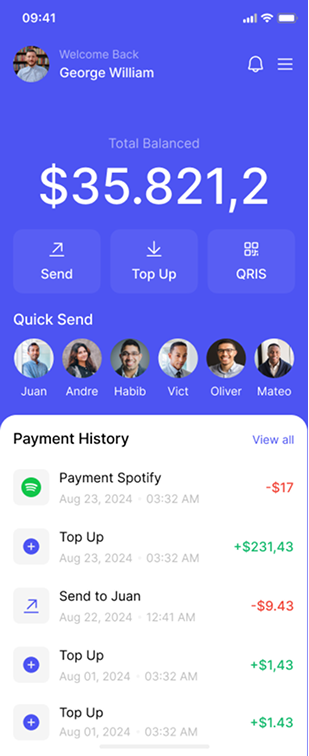 Wallet home screen