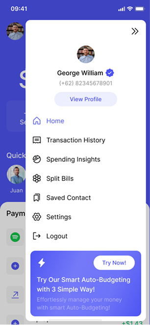 Navigation menu screen