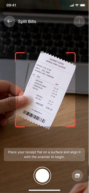 Scan a bill screen