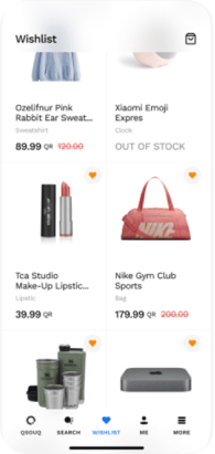 Wishlist — alternate export — QuickCart screen