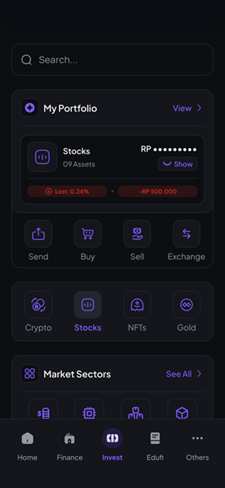 Stock portfolio — SmartFin screen
