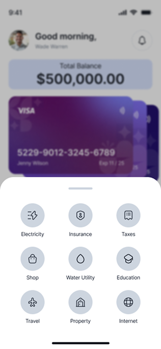 Service chooser — UniPay screen