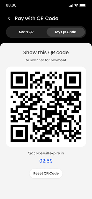 Show a payment QR code — ZapPay screen