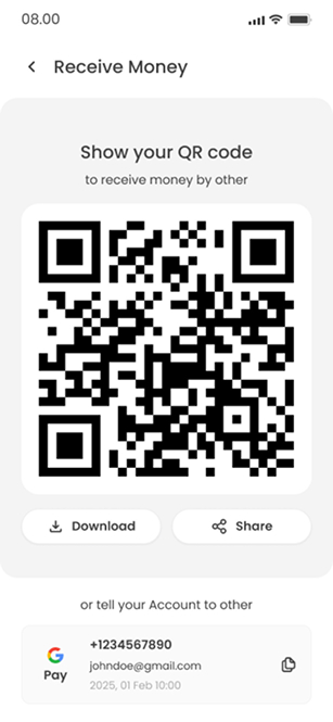 Receive money — ZapPay screen