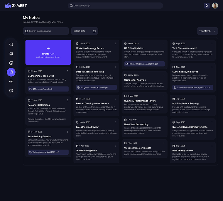 Notes — Z-Meet screen